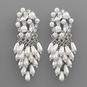 Pearl Cluster Fringe Earrings